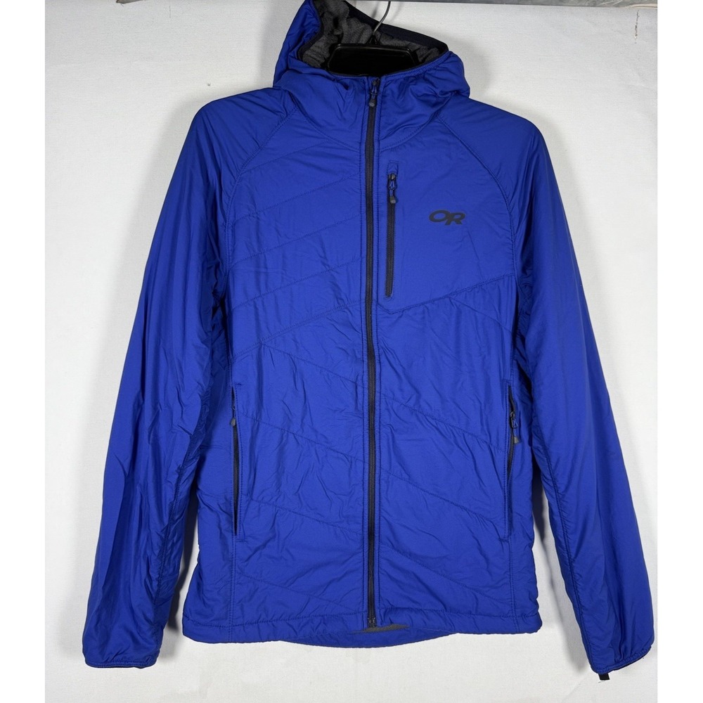 Outdoor Research Refuge Air Hybrid Hooded Jacket Mens Small Blue Lightweight